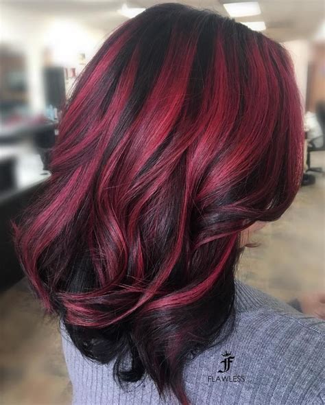 dark burgundy hair color|dark hair with burgundy highlights.